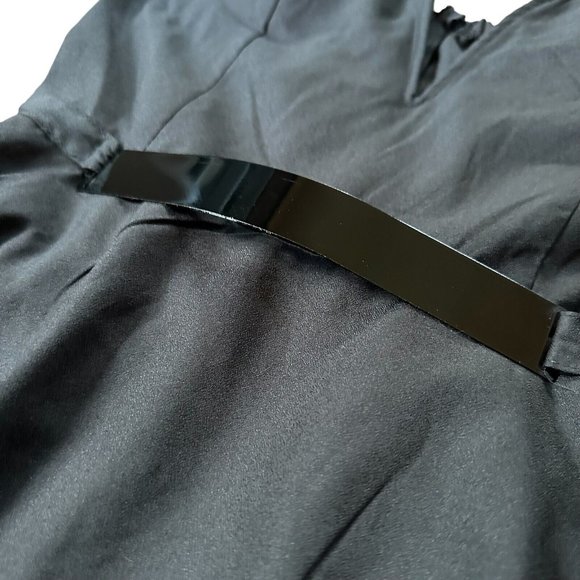 Piao Liang Fu Shi Strapless Romper With Skirt Black Size M Faux Metal Belt - Picture 3 of 8